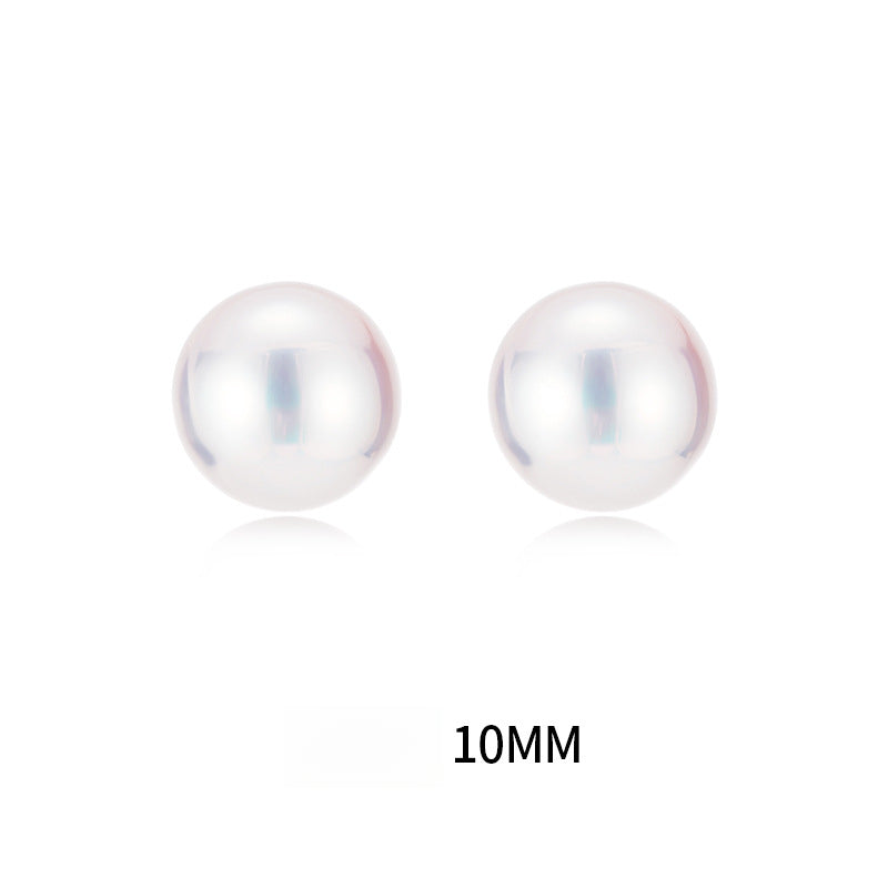 Serenemyst Natural Round Pearl Sterling Silver Gold-Plated Healing Charm Earrings