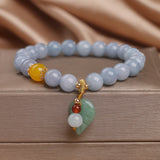 Serenemyst Natural Aquamarine Leaf Jade Pendant Healing Purity Bracelet