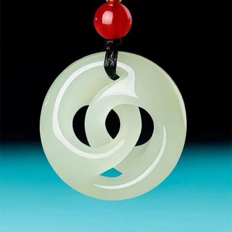 Serenemyst Natural Hetian Jade Fortune Pendant Necklace