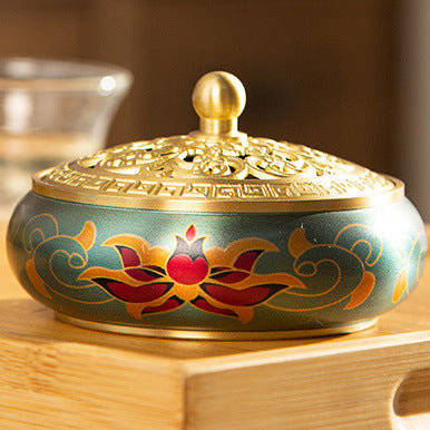 Serenemyst Handmade Pure Brass Painted Harmony Healing Incense Burner