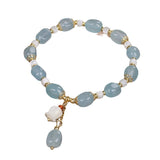 Serenemyst Natural Aquamarine Floral Pendant Healing Peace Bracelet
