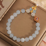 Serenemyst Natural Aquamarine Butterfly Pearl Pendant Healing Charm Bracelet
