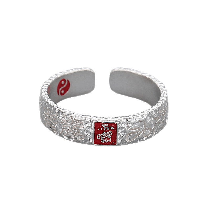 Serenemyst 925 Sterling Silver Taoist Leizu Mantra Carved Protection Ring