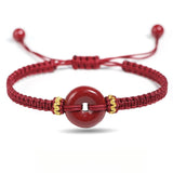 Serenemyst Red String Natural Cinnabar Peace Buckle Protection Bracelet