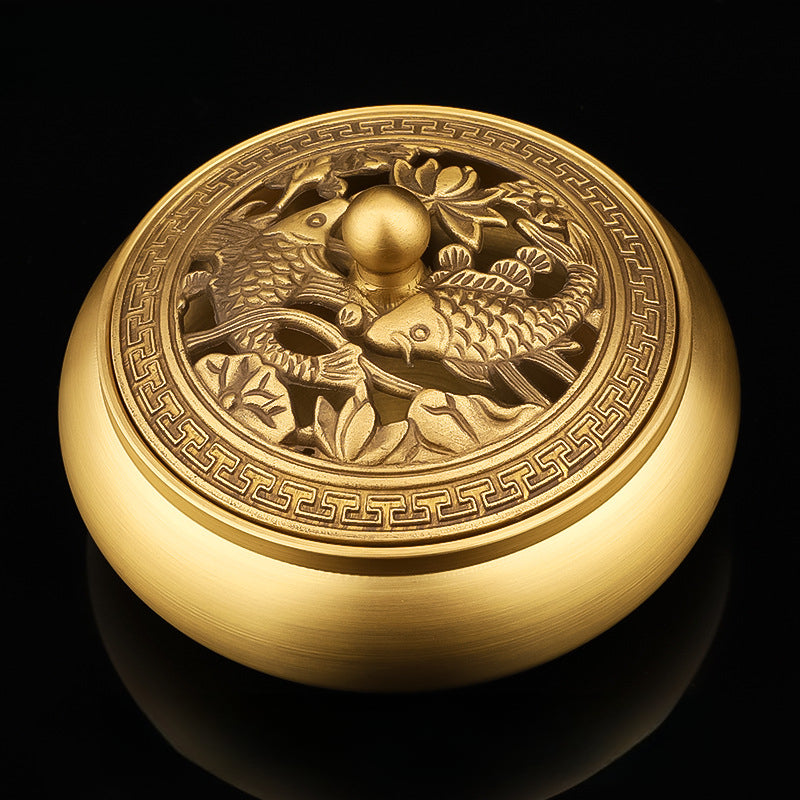 Serenemyst Pure Copper Double Koi Fish Meditation Healing Incense Burner