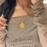 Serenemyst Full Diamond Eight Treasures Compass Pendant Protection Necklace