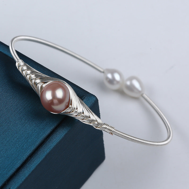 Serenemyst Natural Round Pearl Copper Silver-Plated  Healing Purity Bracelet