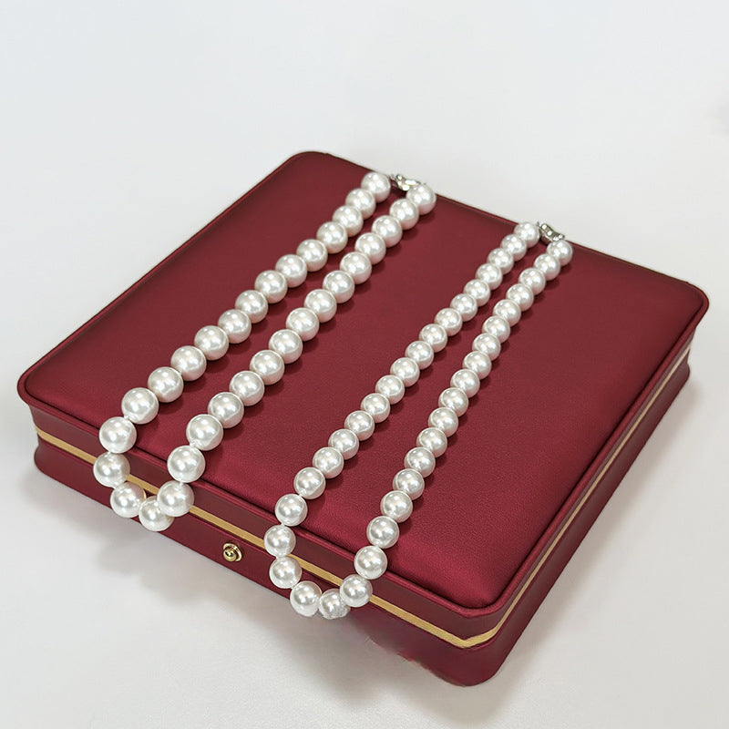 Serenemyst Natural Round White Pearl 925 Silver Clasp Purity Healing Necklace