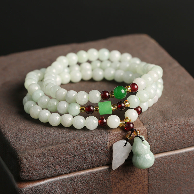 Serenemyst Dry Green Garnet Jade Bracelet With Pendant
