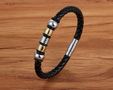 Serenemyst Leather Rope Titanium Steel Serenity Peace Bracelet
