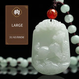 Serenemyst Natural Hetian Jade Chinese Zodiac Protection Pendant With Beads Chain