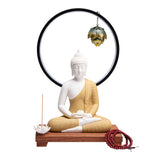 Serenemyst Colorful Ceramic Sakyamuni Buddha Statue Protection Lamp Decoration