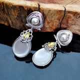 Serenemyst Retro Alloy Moonstone Pearl Healing Earrings