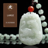 Serenemyst Natural Hetian Jade Chinese Zodiac Protection Pendant With Beads Chain