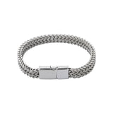 Serenemyst Stainless Steel Alloy Button Fish Scale Double Row Men's Bracelet