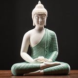 Serenemyst Colorful Ceramic Sakyamuni Buddha Statue Protection Lamp Decoration