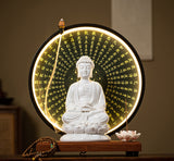 Serenemyst White Ceramic Protection Statue Decoration of Ksitigarbha Guanyin and Sakyamuni Buddha