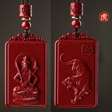 Serenemyst Natural Cinnabar Chinese Zodiac And Protection Buddha Pendant