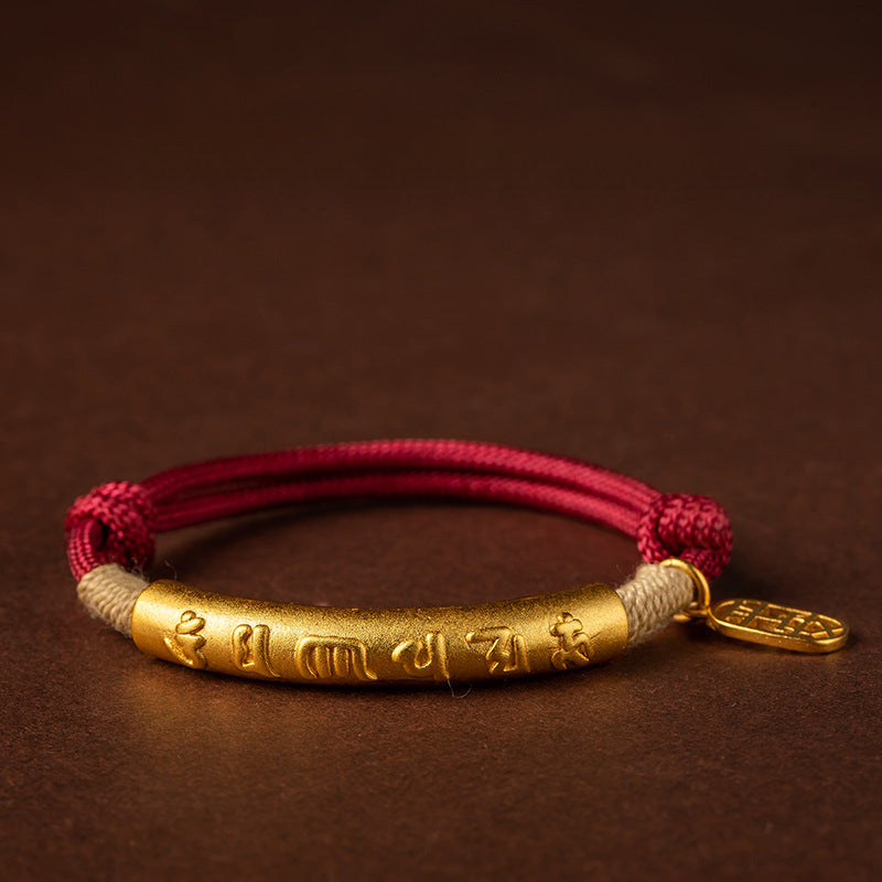 Serenemyst Handmade Red String Six-Word Mantra Peace Bracelet