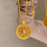 Serenemyst Full Diamond Eight Treasures Compass Pendant Protection Necklace