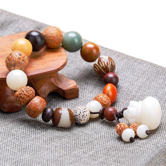 Serenemyst Natural Multiple-Kind Bodhi Seed Beads Wealth Bracelet