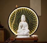 Serenemyst White Ceramic Protection Statue Decoration of Ksitigarbha Guanyin and Sakyamuni Buddha