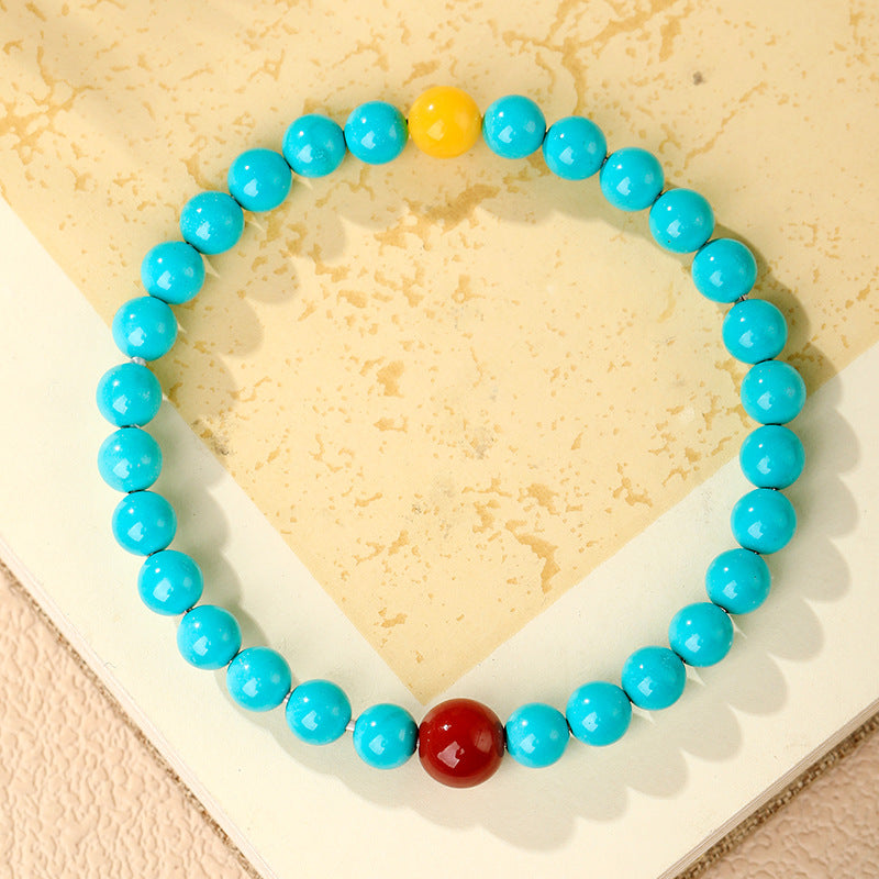 Serenemyst Natural Turquoise Red Agate Amber Healing Purity Bracelet
