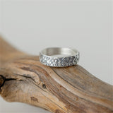 Serenemyst 999 Pure Silver Carved Cloud Pattern Adjustable Open Ring