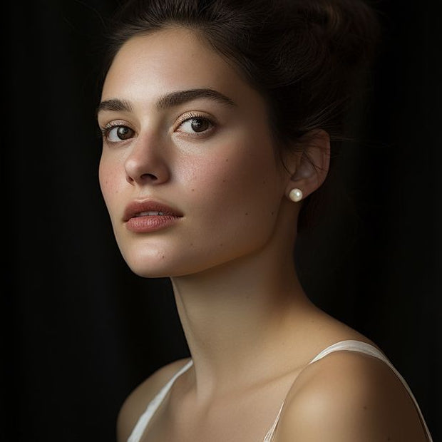 Serenemyst Natural White Pearl Titanium Steel Healing Purity Earrings