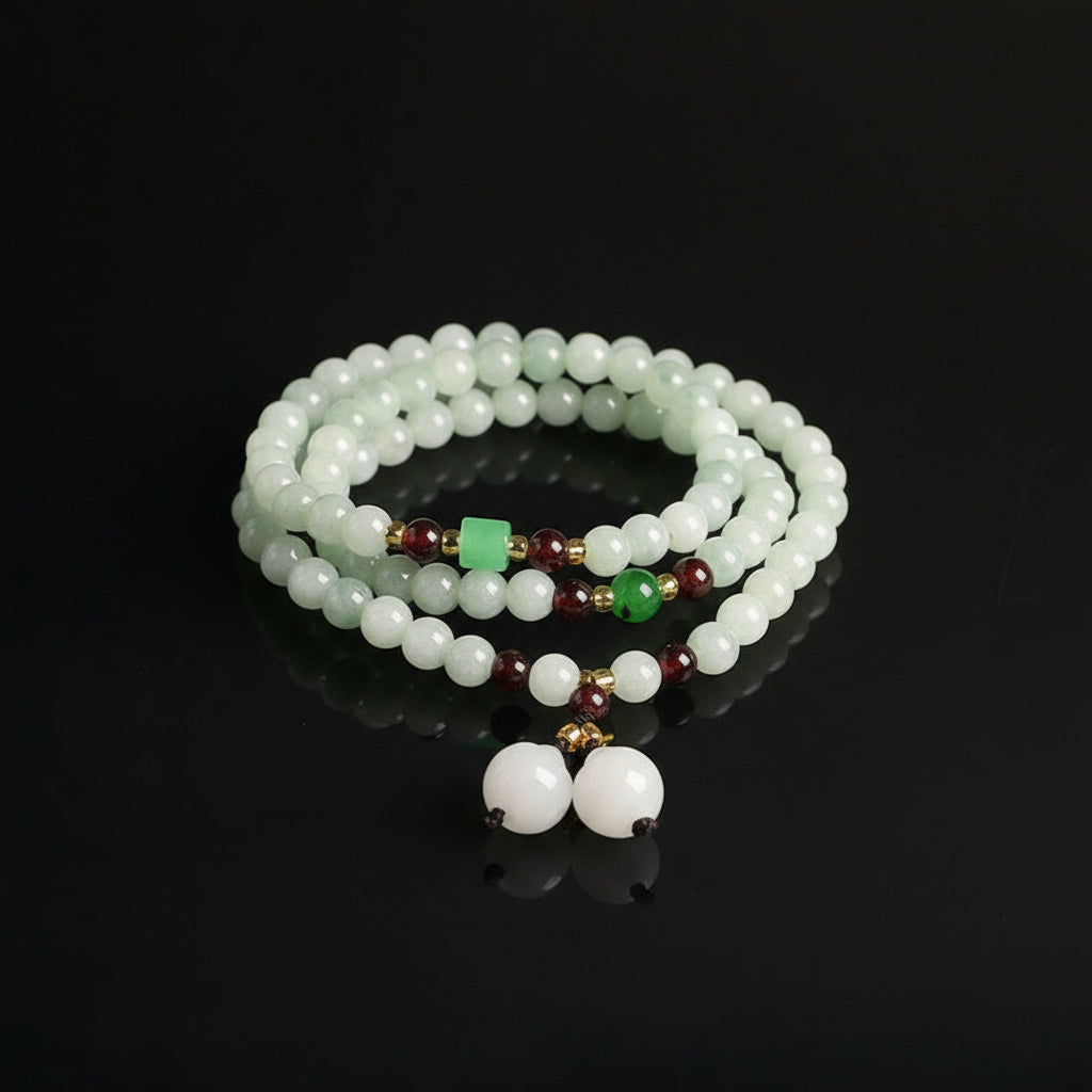 Serenemyst Dry Green Garnet Jade Bracelet With Pendant