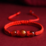 Serenemyst Twelve Zodiac Red String Red Agate Fortune Bead Bracelet
