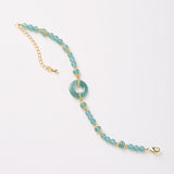 Serenemyst Blue Jade Beads Peace Buckle Copper Gold-Plated Chain Protection Bracelet