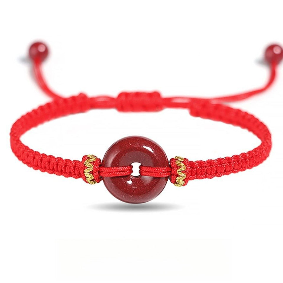 Serenemyst Red String Natural Cinnabar Peace Buckle Blessing Bracelet