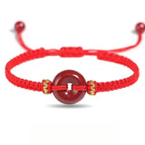 Serenemyst Red String Natural Cinnabar Peace Buckle Protection Bracelet