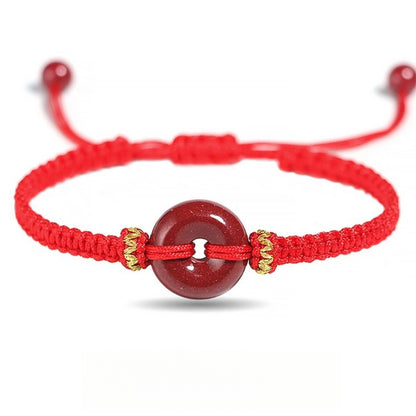 Serenemyst Red String Natural Cinnabar Peace Buckle Blessing Bracelet