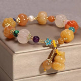 Serenemyst Bodhi Seed Golden Pumpkin White Lotus Wealth Bracelet