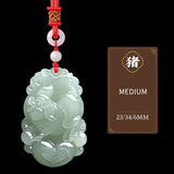 Serenemyst Natural Hetian Jade Chinese Zodiac Protection Pendant With Beads Chain