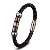 Serenemyst Leather Rope Titanium Steel Serenity Peace Bracelet