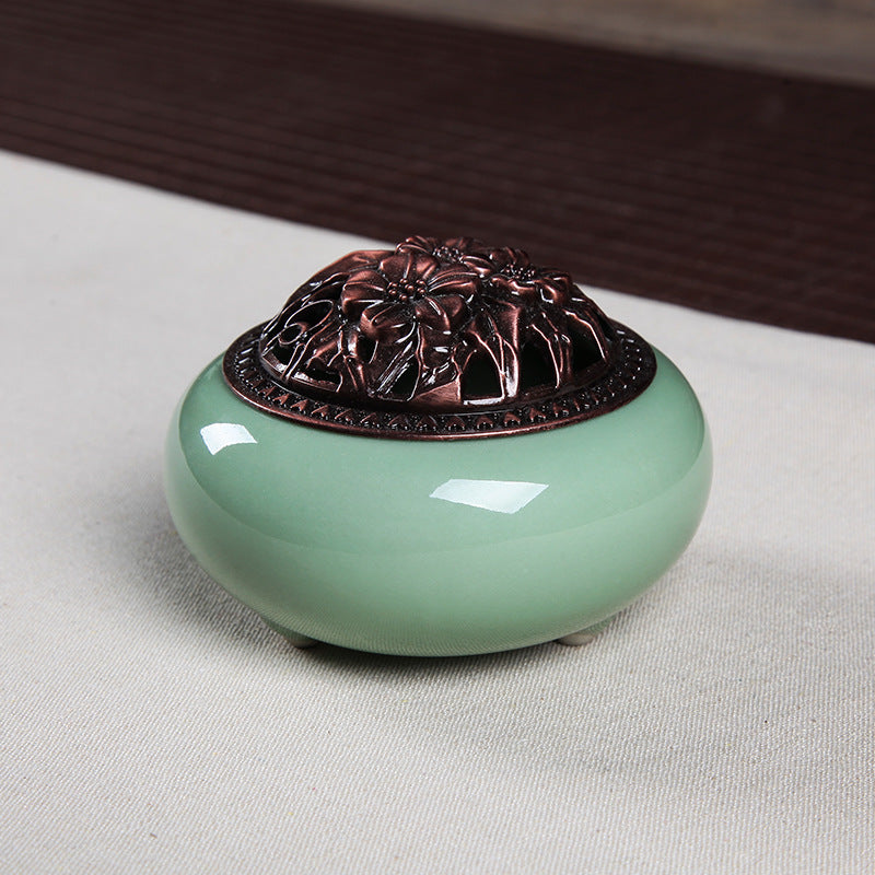 Serenemyst Handmade Longquan Celadon Healing Harmony Incense Burner