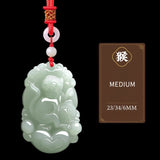 Serenemyst Natural Hetian Jade Chinese Zodiac Protection Pendant With Beads Chain