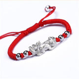 Serenemyst Red String Silver Gold Plated Pixiu Protection Bracelet