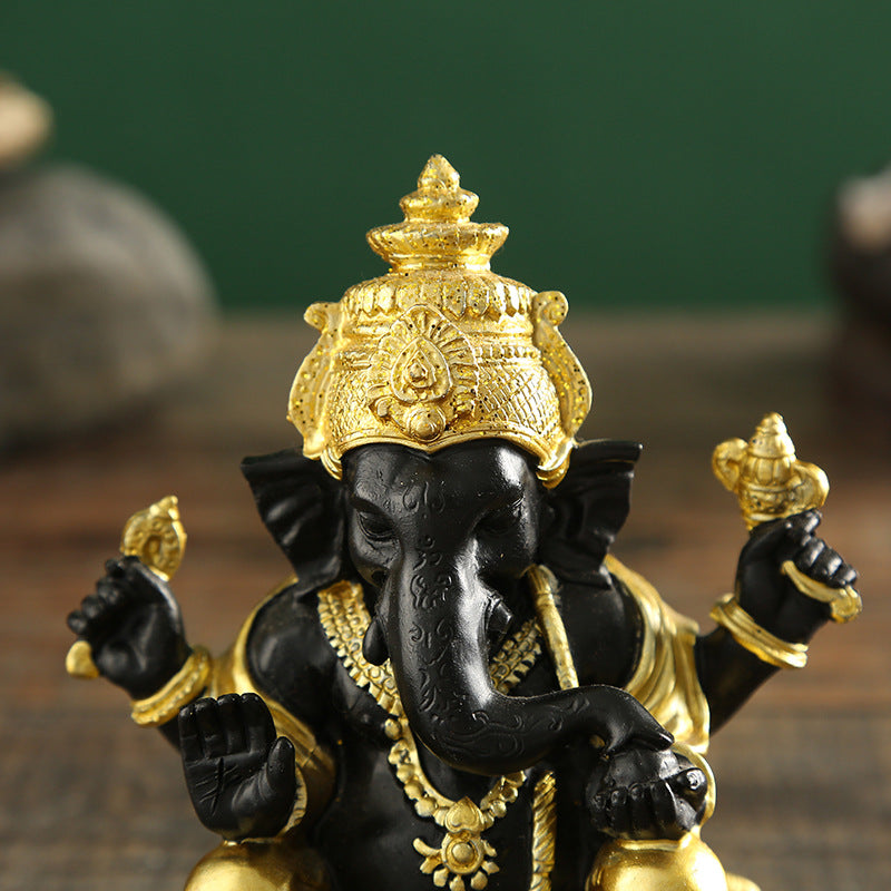 Serenemyst Handmade Gold-Plated Ganesha Elephant Fortune and Protection Decoration