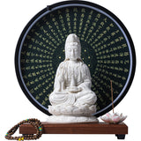 Serenemyst White Ceramic Protection Statue Decoration of Ksitigarbha Guanyin and Sakyamuni Buddha