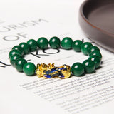 Serenemyst Dry Green Sand Gold Pixiu Bracelet