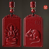 Serenemyst Natural Cinnabar Chinese Zodiac And Protection Buddha Pendant