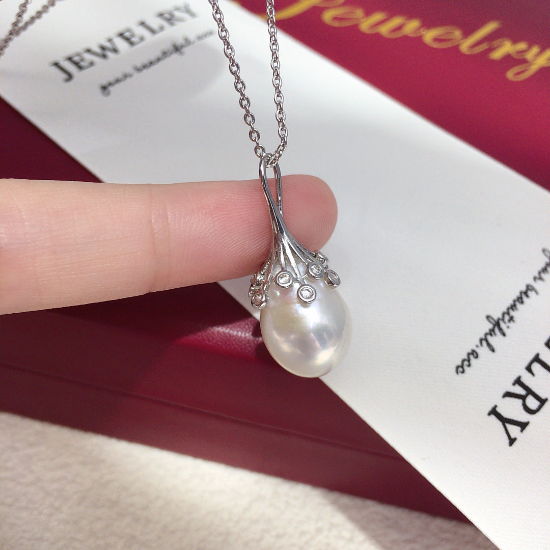 Serenemyst Natural Water Drop Pearl Alloy Chain Purity Healing Necklace