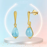 Serenemyst Sterling Silver Natural Aquamarine Water Drop Pendant Healing Earrings