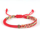 Serenemyst Red String Six-Word Mantra Metal Knot Protection Bracelet