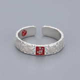 Serenemyst 925 Sterling Silver Taoist Leizu Mantra Carved Protection Ring