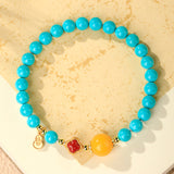 Serenemyst Natural Turquoise Red Agate Amber Healing Purity Bracelet